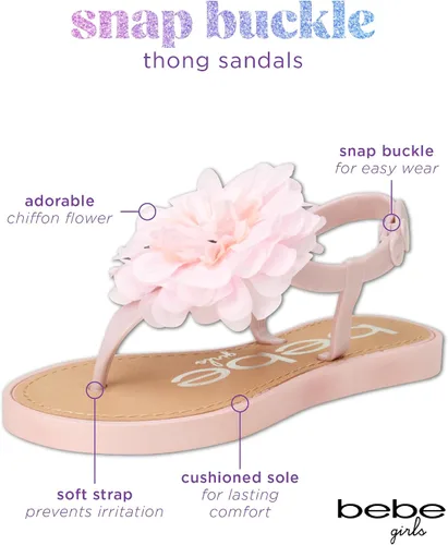 Vista 2 de bebe Sandalias para niña Sandalias con hebilla a presión para niños pequeños con flor de gasa Sandalias lindas para niñas (bebéniña pequeña)