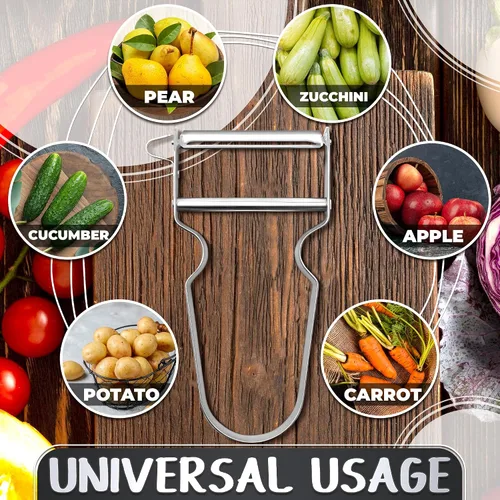 Vista 5 de Peladores de verduras para juego de cocina, pelador de frutas, pelador de verduras multifunción de acero inoxidable, pelador de papas, triturador
