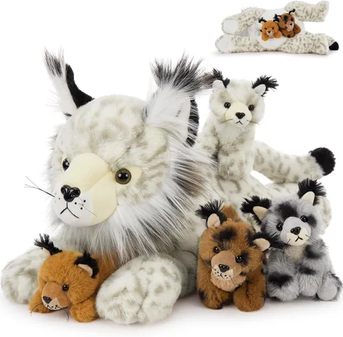 Vista 24 de Muiteiur Triceratops - Animal de peluche gigante de dinosaurio para mamá con 3 bebés pequeños, juguete de dinosaurio de felpa suave verde, regalo