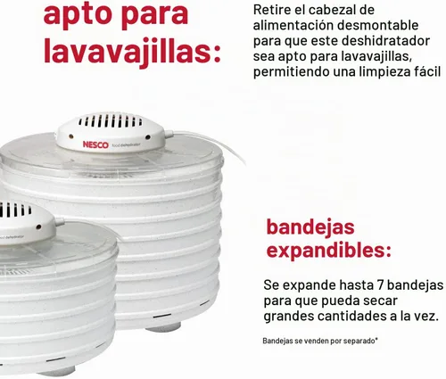 Vista 6 de Máquina para deshidratar alimentos Nesco American Harvest FD-37 con 4 bandejas, 1, Blanco
