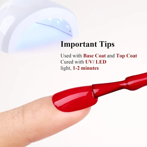 Vista 6 de Ozzeal - Esmalte en gel Apple Red - 15ml, esmalte LED UV de absorción para manicura, salón y DIY en casa - Kit de inicio para mujeres y niñas