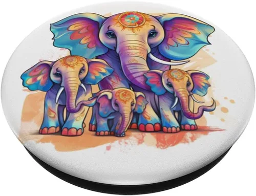 Vista 2 de Cute 3 Kids Mama Elephant - Madre de 3 niños niños PopSockets intercambiables PopGrip