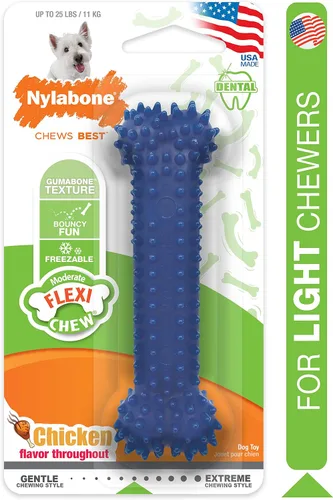 Vista 9 de Nylabone Moderate Chew FlexiChew Dental Chew Juguete Masticable Pollo PequeñoRegular (1 unidad)