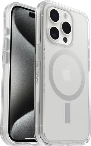 Vista 5 de OtterBox Funda para iPhone 15 Pro (solo Symmetry Series), color negro, se ajusta a MagSafe, ultra elegante, bordes elevados que protegen la cámara