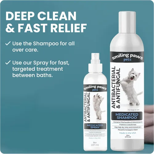 Vista 6 de Spray avanzado de chlorhexidina y ketoconazol de Smiling Paws Pets para gatos y perros, 8 oz