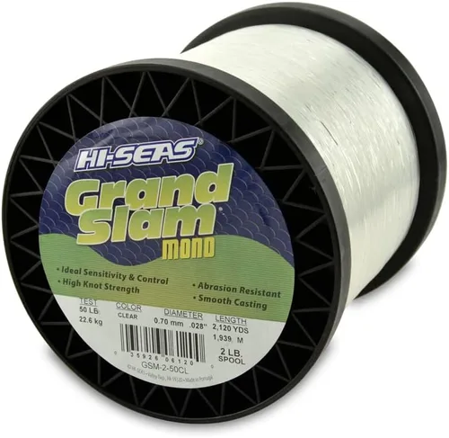 Vista 24 de HI-SEAS Grand Slam - Sedal de pesca de monofilamento, fuerte y resistente a la abrasión, en agua dulce y salada transparente, rosa, verde, azul