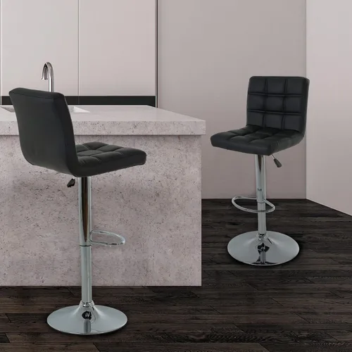 Vista 2 de BestOffice Taburete de bar moderno, juego de 2 taburetes de bar de altura ajustable de altura de mostrador, taburete giratorio de cuero PU, sillas