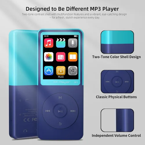 Vista 4 de Reproductor de MP3 con Bluetooth, reproductor de música portátil, reproductor de música MP3 Bluetooth con radio FM, grabadora, libro electrónico