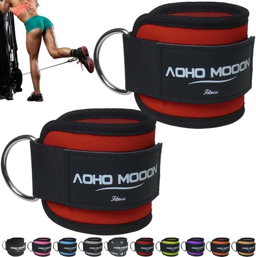 Vista 13 de AOHO MOOON Ankle Strap (2 Pieces) for Cable Machine Women - Gym Workout Leg Strap, Premium Padding Ankle Cuffs, Glute Kickback Exercises Equipment