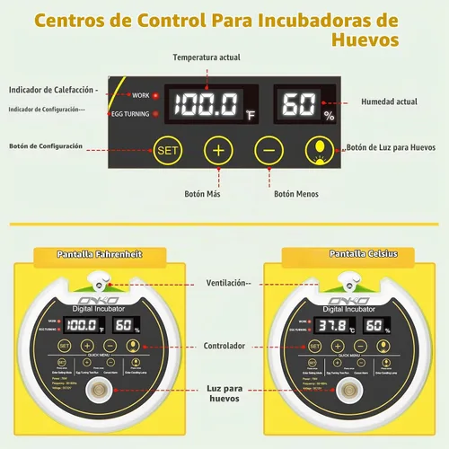 Vista 9 de Incubadora de huevos de codorniz 40 con huevos de control de humedad de Amarillo