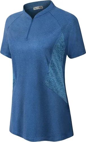 Vista 3 de Miss Fortune Women's Running Tops Zip Up Collarless Tennis Golf Shirts Yoga Gym Workout Tops Shirts Quick Dry