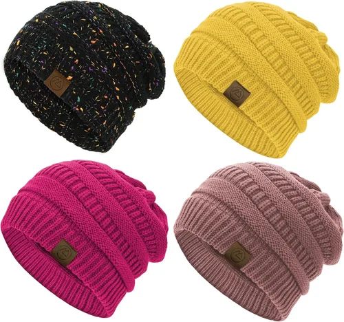 Vista 11 de Durio - Gorros de punto para mujer - Gorros holgados unisex, cálidos para invierno, suaves, transpirables y acogedores, con puño elástico de punto