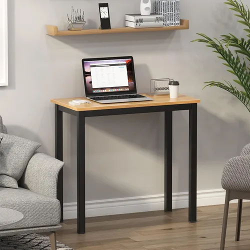 Vista 2 de sogesfurniture BHUS-AC3BB-8040 - Escritorio de oficina resistente con certificación BIFMA, teca y negro, BHUS-AC3BB-8040