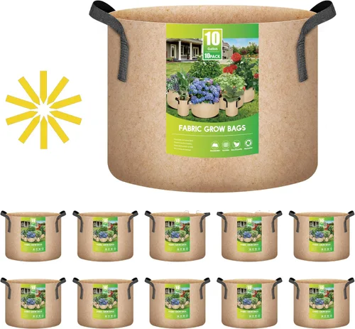 Vista 14 de iPower Paquete de 10 bolsas de 3 galones para plantas de tela no tejida gruesa resistente para cultivo de papas, contenedor duradero con aireación