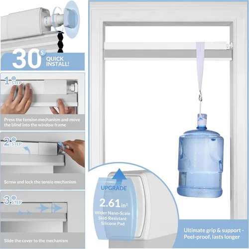 Vista 2 de Boolegon Persianas Sin Taladro para Ventanas Persianas Celulares Opacas Sin Cables Sin Herramientas Persianas de Panal Bajar Fácil Instalación