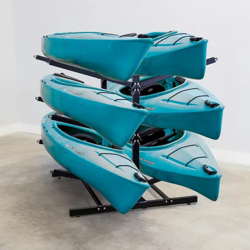 Vista 11 de Teal Triangle Estante de almacenamiento ajustable independiente para kayak Negro