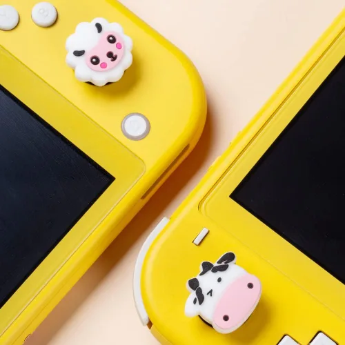 Vista 4 de PERFECTSIGHT Lindas tapas de agarre para el pulgar de oveja y vaca, para Nintendo Switch, Switch OLED, Switch Lite, cubiertas de agarre