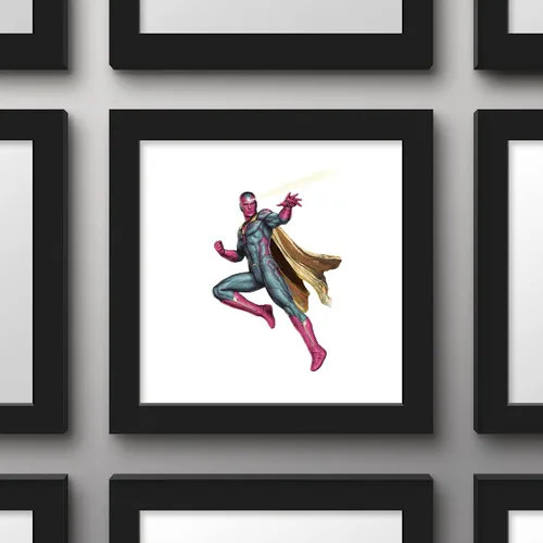 Vista 3 de Trends International Gallery Pops Marvel Comics Avengers - Póster de pared de Visión, 12 x 12 pulgadas, versión enmarcada en negro