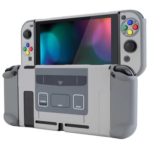 Vista 17 de eXtremeRate PlayVital Back Cover for Nintendo Switch Console, NS Joycon Controller Protector Hard Shell, Dockable Protective Case with Colorful ABXY