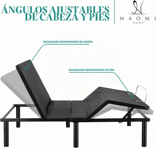 Vista 6 de Naomi Home Base de cama ajustable individual XL, metal, negro, 7 posiciones