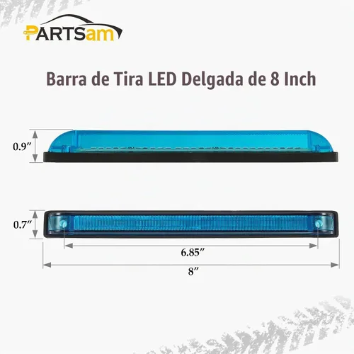 Vista 4 de Partsam 2 barras de luz azul de 30 LED de 8 pulgadas, luz de marcador de camión de remolque, 12 V de baja corriente, luces LED marinas de línea