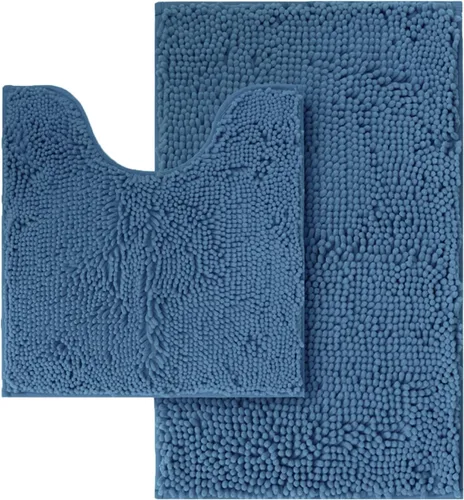 Vista 25 de Juego de alfombras de baño de 2 piezas, súper absorbente suave, gruesa, lavable en lavadora, alfombra de baño de chenilla antideslizante, alfombra