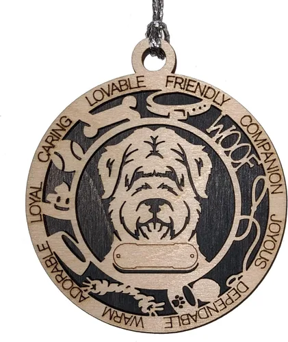 Vista 175 de Adorno de Navidad personalizado para perro Cavalier King Charles Spaniel, redondo de 3 pulgadas, madera cortada con láser de 2 capas, nombre y texto