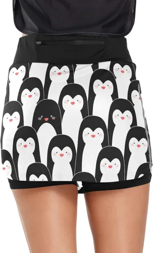 Vista 4 de Faldas de tenis para mujer con bolsillos, lindos pingüinos, golf, atletismo, ropa deportiva, faldas para entrenamiento, deportes, talla S