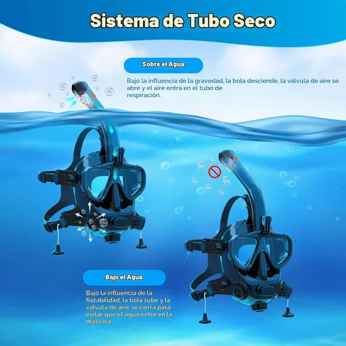 Vista 2 de SMACO Máscara de buceo de cara completa con soporte para cámara, máscara de esnórquel de cara completa para adultos compatible con tanque de buceo