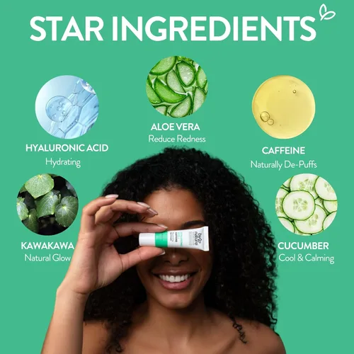 Vista 5 de By Nature Botanicals Crema para debajo de los ojos con ácido hialurónico y cafeína, crema de ojos reafirmante y refrescante para ojeras, cuidado