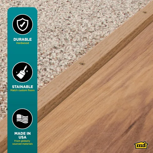 Vista 5 de M-D Building Products 85290 1 pulg. X 36 in. Moldura de alfombra de madera dura sin terminar con tornillos