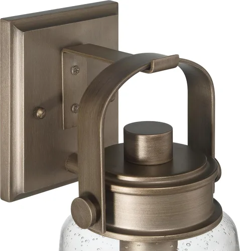 Vista 5 de Gage - Lámpara industrial de vidrio y metal para exteriores, color oro toscano