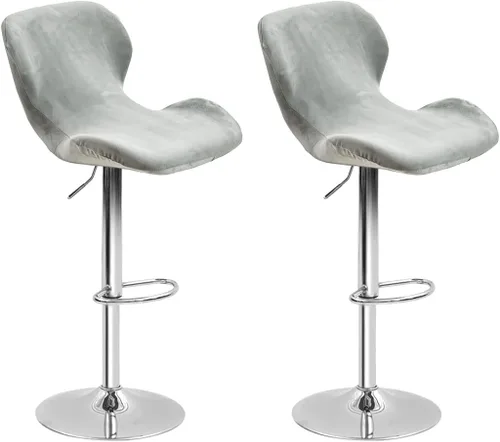 Vista 23 de Paquete de 2 fundas para sillas de bar de altura de mostrador, fundas giratorias de terciopelo para taburetes de bar, fundas elásticas para sillas