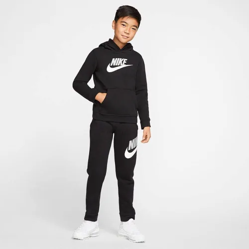 Vista 8 de Nike Pantalones Sportswear Club + HBR para niño (niños grandes), negronegro, SM (7-8 niños grandes), NegroNegro