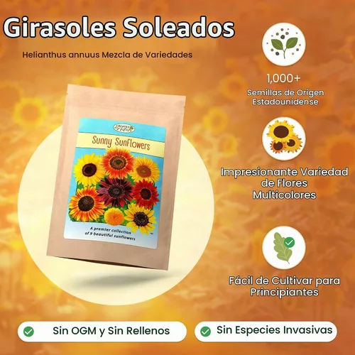 Vista 2 de Created By Nature Semillas de girasol para plantar, mezcla de semillas de girasol de 9 variedades, 1,000 semillas