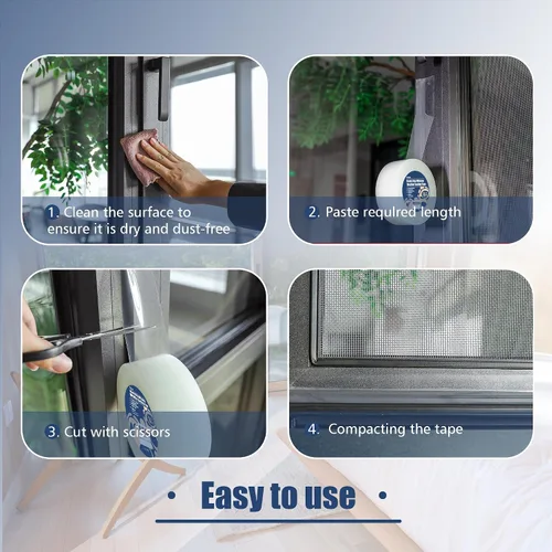 Vista 6 de Breliter PEWST001 - Cinta de sellado resistente para ventanas, transparente, 3 pulgadas de ancho x 90 pies de largo, plástico, PEWST001