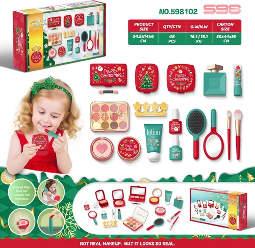 Vista 2 de Serena&Jewel Maquillaje de simulación para niños pequeños, juego de maquillaje de juguete para niños de 3 a 5 años, kit de maquillaje para niños