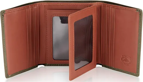 Vista 39 de Stealth Mode Cartera de cuero triple RFID para hombres con soporte de identificación abatible (negro)