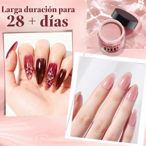 Vista 6 de AZUREBEAUTY Juego de Polvo de Inmersión de 6 Piezas Rubor Gelatina Degradado, Polvo de Inmersión Natural Arte de Uñas Francés Kit de Inicio