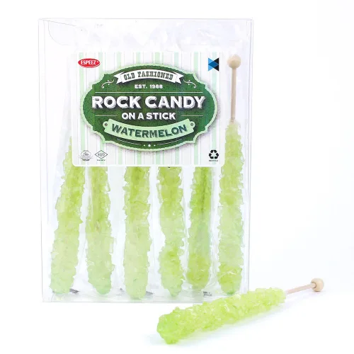 Vista 101 de Palitos de caramelo de roca extragrandes: 12 paletas de cereza rosa – envueltas individualmente – Palitos de caramelo de roca de cristal