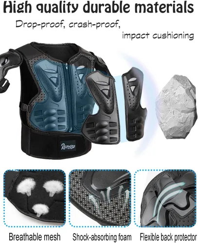 Vista 3 de Reomoto Protector de cuerpo completo para niños, equipo de motocross, para motocicleta, ciclismo, esquí, motocicleta, equitación, chaleco