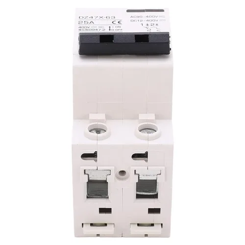 Vista 5 de Mini disyuntor de CA CC, disyuntor miniatura de CA CC Interruptor de desconexión 2P AC DC 25A 400V Montaje en carril DIN para solares, disyuntores