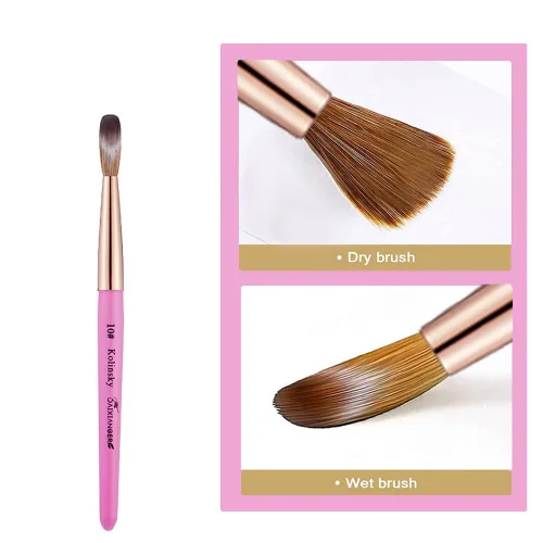 Vista 2 de Kolinsky - Brocha acrílica para uñas, tamaño 10, forma ovalada de cabello Kolinsky para aplicación acrílica, herramienta de manicura profesional