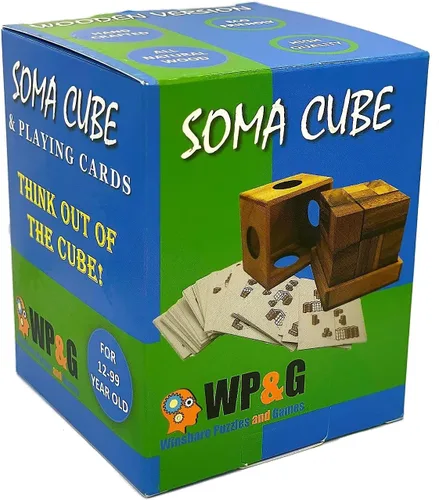Vista 3 de Soma Cube Puzzle de madera con 50 naipes 3D Brain Teaser de tamaño grande