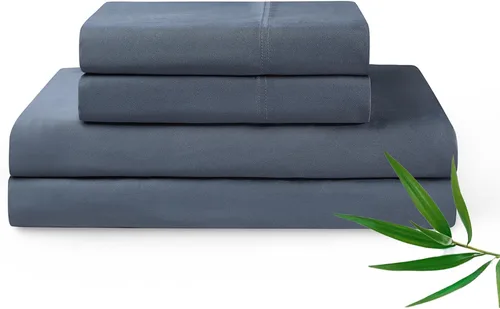 Vista 14 de Juego de sábanas refrescantes YnM con 100 por ciento de rayón derivado del bambú, tela 400TC con 1 funda de almohada y sábana plana, ajuste profundo