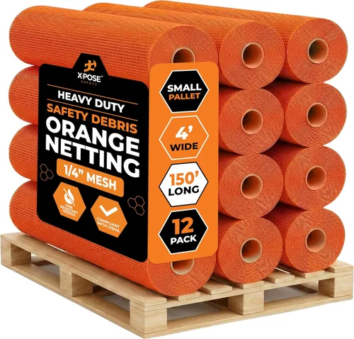 Vista 32 de Xpose Safety Red de seguridad para construcción de Xpose Safety - Rollo de material temporal de 150 pies, malla de 1/4" para cerca de andamio