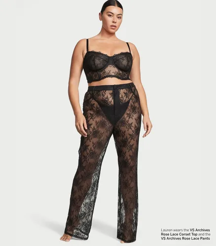 Vista 3 de Victoria's Secret VS Archives Pantalones de encaje rosa, lencería de mujer (XS-XL)