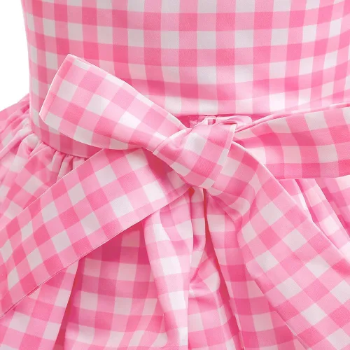 Vista 9 de Disfraz rosa de princesa con lazo para niñas, disfraz de cosplay de película, disfraz de fiesta de Halloween