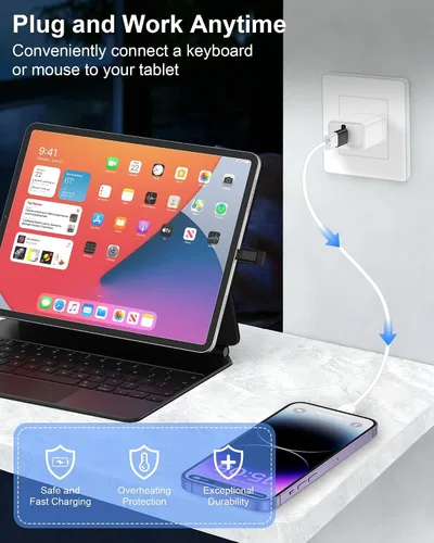 Vista 2 de Adaptador USB C a USB, USB C hembra a USB macho adaptador para iPhone Negro