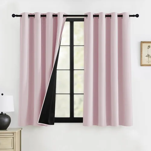 Vista 30 de RYB HOME Cortinas 100% opacas de 63 pulgadas de largo, cortinas de ventana de eficiencia energética y reducción de ruido para dormitorio, sala